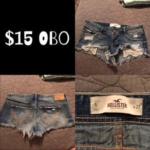 Denim shorts with lace pockets!